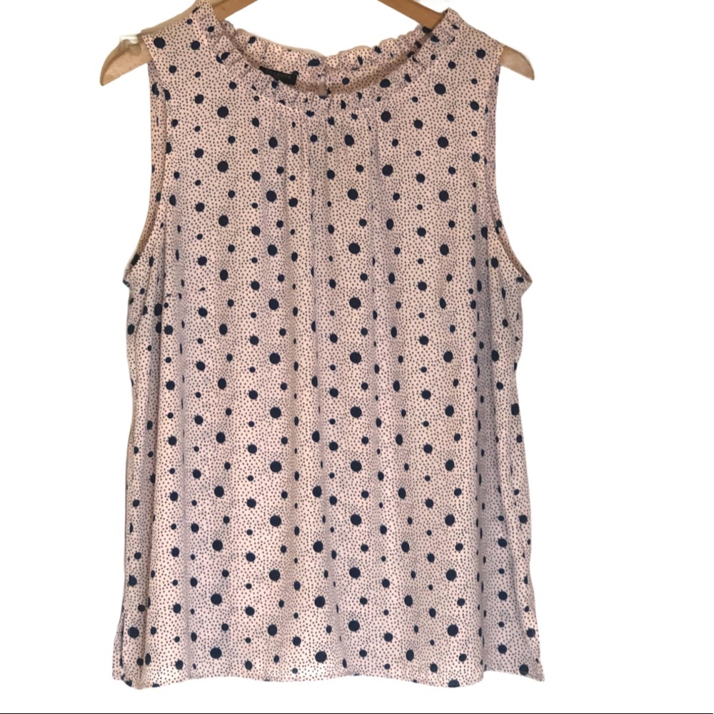 SOLD EUC Talbots Pink W/ Navy Blue Polka Dots Shell Top
